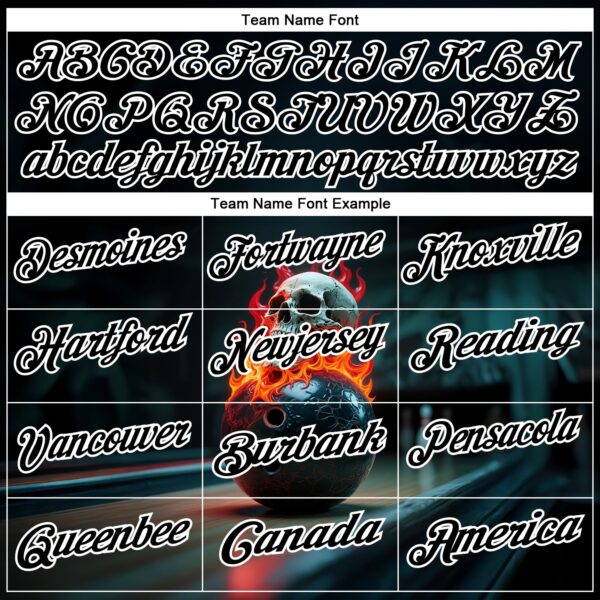 Custom Black White 3D Flame Skull Bowling Performance Polo Shirt