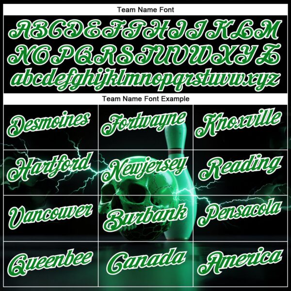 Custom Black Grass Green-White 3D Lightning Skull Bowling Performance Polo Shirt