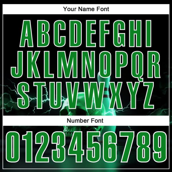 Custom Black Grass Green-White 3D Lightning Skull Bowling Performance Polo Shirt