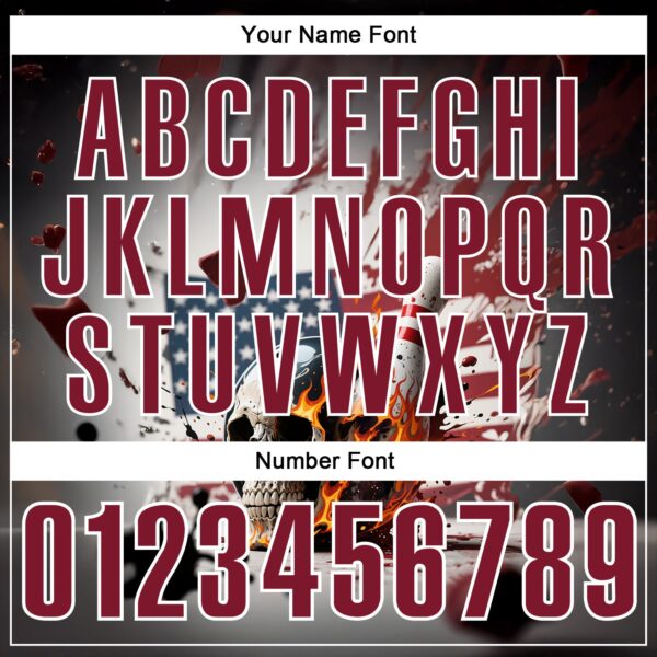 Custom Gray Crimson-White 3D American Flag Splash Flame Skull Bowling Performance Polo Shirt