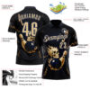 Custom Navy Vegas Gold 3D Metal Skull Bowling Performance Polo Shirt