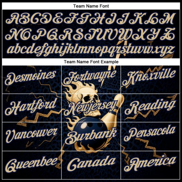 Custom Navy Vegas Gold 3D Metal Skull Bowling Performance Polo Shirt