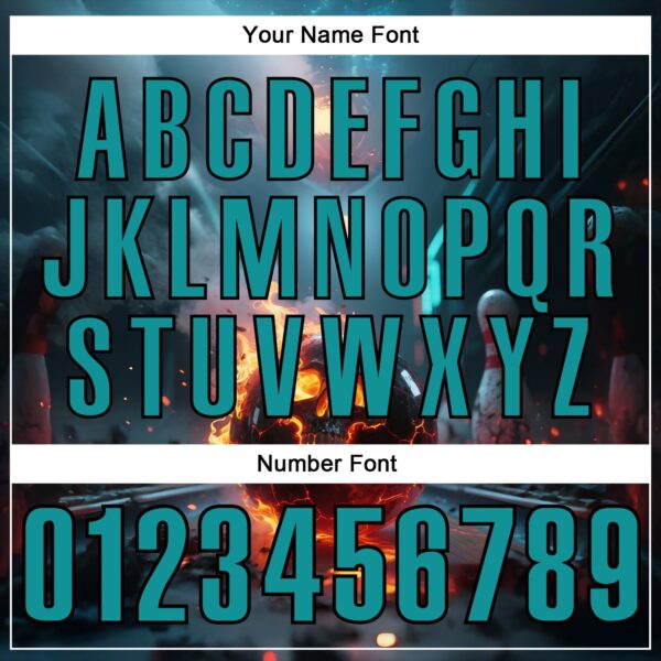 Custom Blue Teal-Black 3D Flame Skull Bowling Performance Polo Shirt