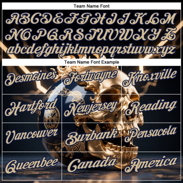 Custom Navy Vegas Gold 3D Metal Skull Bowling Performance Polo Shirt