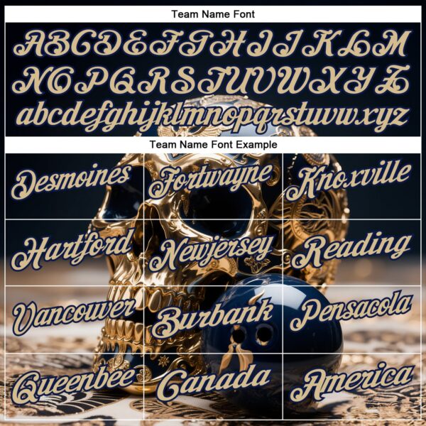 Custom Navy Vegas Gold 3D Metal Skull Bowling Performance Polo Shirt