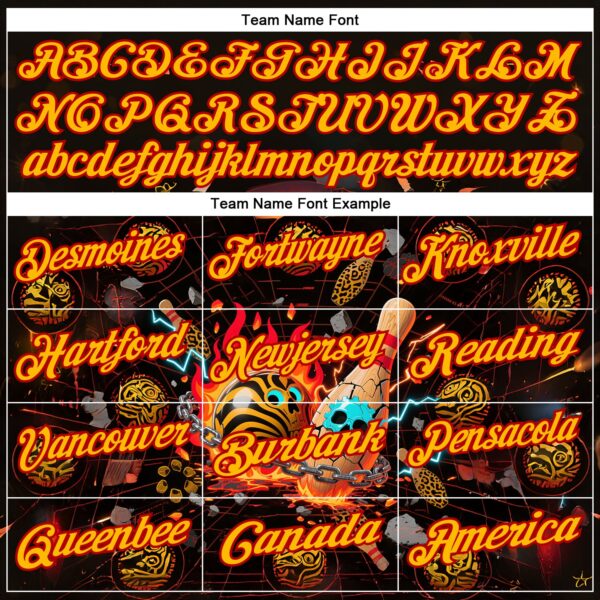 Custom Black Gold-Red 3D Flame Skull Bowling Performance Polo Shirt