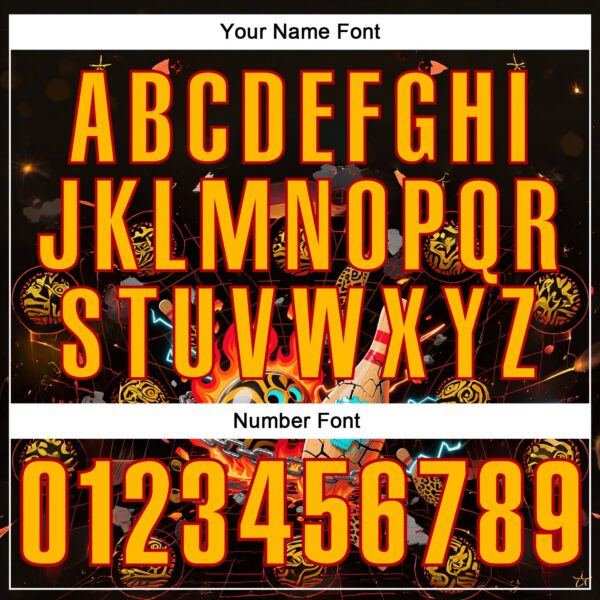 Custom Black Gold-Red 3D Flame Skull Bowling Performance Polo Shirt