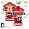 Custom Red Cream 3D Retro American Flag Skull Bowling Performance Polo Shirt
