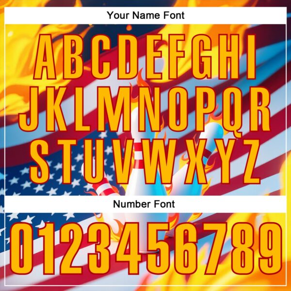 Custom Navy Gold-Red 3D American Flag Flame Bowling Performance Polo Shirt