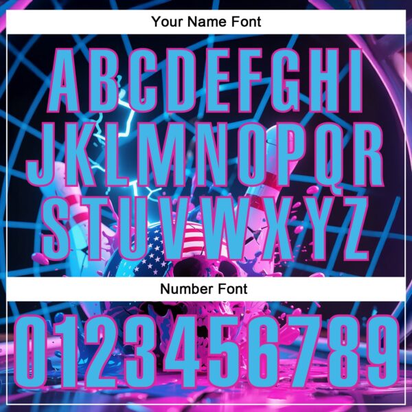 Custom Navy Sky Blue-Deep Pink 3D American Flag Splash Lightning Skull Bowling Performance Polo Shirt