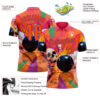 Custom Orange Purple 3D Splash Skull Bowling Performance Polo Shirt