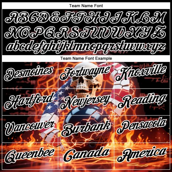 Custom Black White 3D American Flag Flame Lightning Skull Bowling Performance Polo Shirt