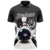 Custom Steel Gray White 3D Galaxy Leopard Print Skull Bowling Performance Polo Shirt