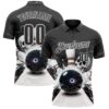 Custom Steel Gray White 3D Galaxy Leopard Print Skull Bowling Performance Polo Shirt