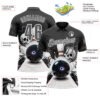 Custom Steel Gray White 3D Galaxy Leopard Print Skull Bowling Performance Polo Shirt