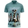 Custom Shadow Blue White 3D Shattered Mirror Skull Bowling Performance Polo Shirt