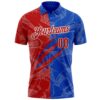 Custom Graffiti Pattern Red Thunder Blue-White 3D Scratch Performance Polo Shirt