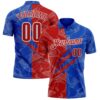 Custom Graffiti Pattern Red Thunder Blue-White 3D Scratch Performance Polo Shirt