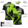 Custom Black Neon Green Steel Gray-White 3D Pattern Design Animal Wolf And Splash Performance Polo Shirt