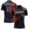 Custom Black Fire Red Thunder Blue-White 3D Pattern Design Star And Geometric Shapes Performance Polo Shirt