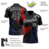 Custom Black Fire Red Thunder Blue-White 3D Pattern Design Star And Geometric Shapes Performance Polo Shirt