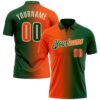 Custom Green Orange-Cream 3D Gradient Fashion Performance Polo Shirt
