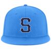 Custom Powder Blue Navy-White Stitched Adjustable Snapback Hat