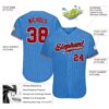 Custom Powder Blue Red Pinstripe Red-Black Authentic Baseball Jersey