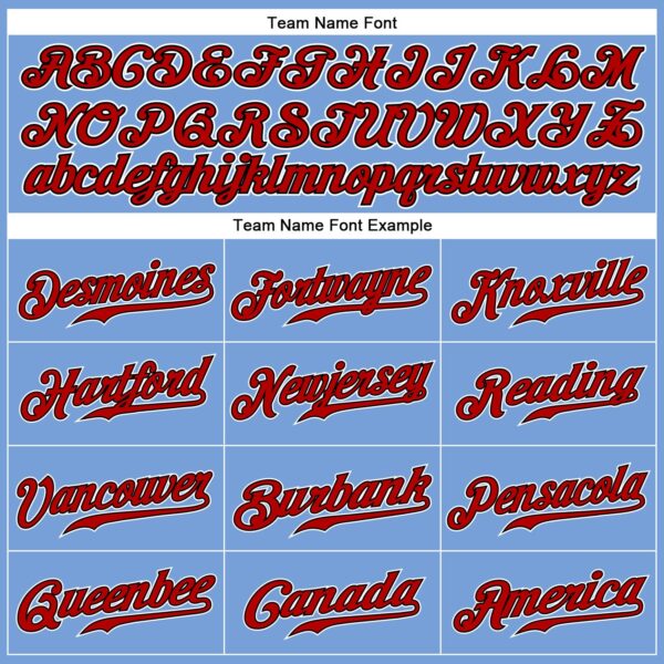 Custom Powder Blue Red Pinstripe Red-Black Authentic Baseball Jersey