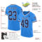 PowderBlue0072-1 Custom Powder Blue Navy-White Mesh Authentic Throwback Football Jersey