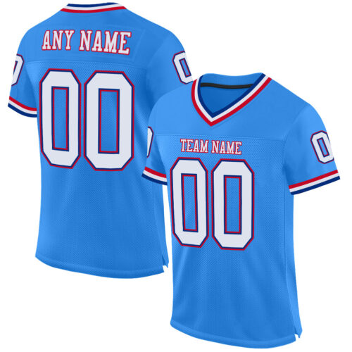 PowderBlue0079 Custom Powder Blue White-Royal Mesh Authentic Throwback Football Jersey