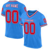 Custom Powder Blue Red-Navy Mesh Authentic Throwback Football Jersey