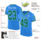 PowderBlue0082-1 Custom Powder Blue Kelly Green-White Mesh Authentic Throwback Football Jersey