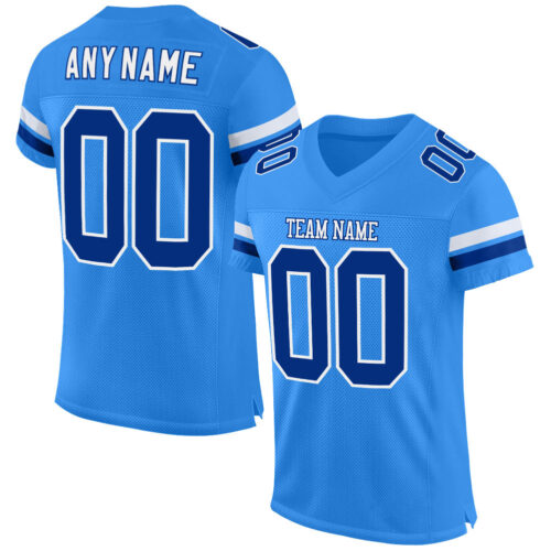 PowderBlue0093 Custom Powder Blue Royal-White Mesh Authentic Football Jersey