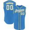 Custom Powder Blue White-Gold Authentic Sleeveless Baseball Jersey