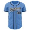 Custom Powder Blue White Pinstripe Black Authentic Baseball Jersey