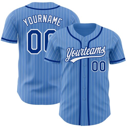 PowderBlue0229 Custom Powder Blue White Pinstripe Royal Authentic Baseball Jersey
