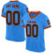 Custom Powder Blue Black-Orange Mesh Authentic Throwback Football Jersey