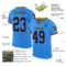 PowderBlue0277-1 Custom Powder Blue Navy-Old Gold Mesh Authentic Throwback Football Jersey