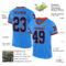 PowderBlue0279-1 Custom Powder Blue Navy-Orange Mesh Authentic Throwback Football Jersey