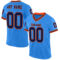 PowderBlue0279 Custom Powder Blue Navy-Orange Mesh Authentic Throwback Football Jersey