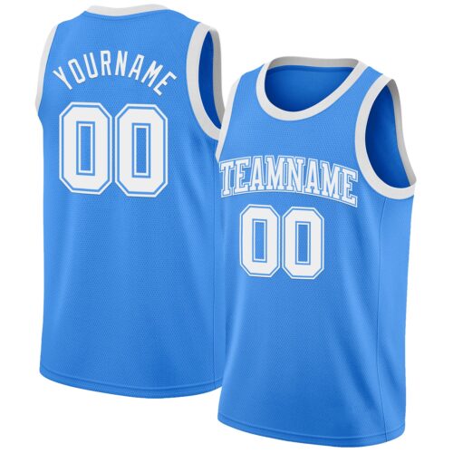 PowderBlue0298 Custom Powder Blue White Authentic Basketball Jersey