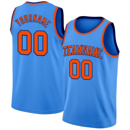 PowderBlue0299 Custom Powder Blue Orange-Royal Authentic Basketball Jersey