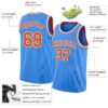 Custom Powder Blue Orange-White Authentic Basketball Jersey
