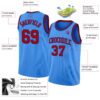Custom Powder Blue Red-Royal Authentic Basketball Jersey
