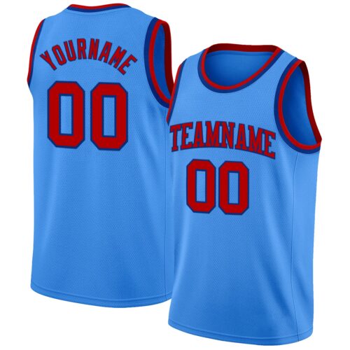 PowderBlue0302 Custom Powder Blue Red-Royal Authentic Basketball Jersey