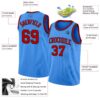 Custom Powder Blue Red-Black Authentic Basketball Jersey