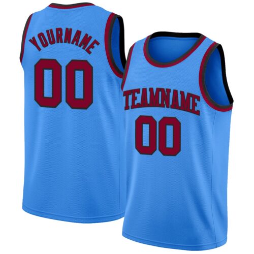 PowderBlue0304 Custom Powder Blue Maroon-Black Authentic Basketball Jersey