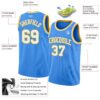 Custom Powder Blue White-Gold Authentic Basketball Jersey