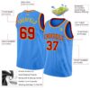 Custom Powder Blue Red-Gold Authentic Basketball Jersey